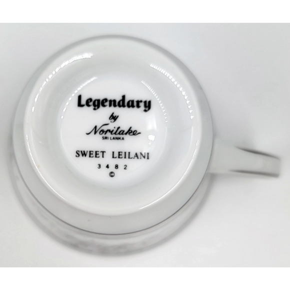 2 Noritake Sweet Leilani 3482 Cup & Saucer Set Gray Pink Roses Platinum Trim - Picture 15 of 15